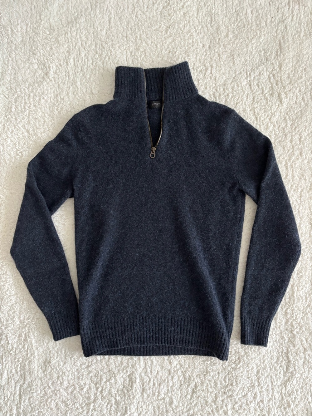 J.Crew Merino Wool Quarter Zip Sweater Navy Sz Est. Small